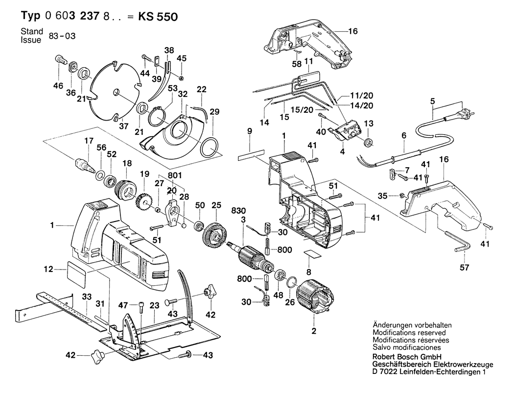 Bosch KS 550 / 0603237803 / EU 220 Volt Spare Parts