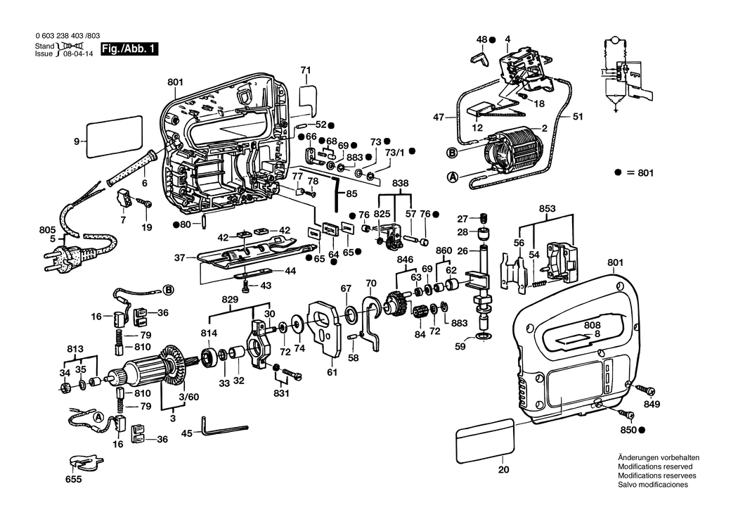 Bosch PST 54 PE / 0603238432 / CH 220 Volt Spare Parts
