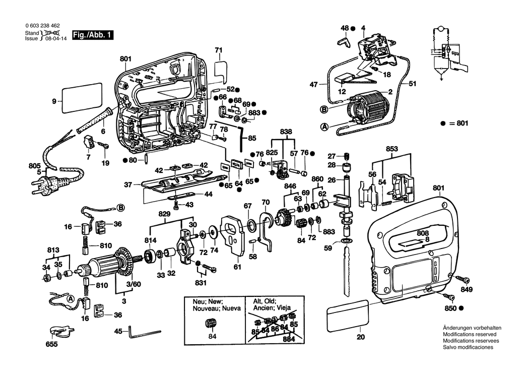 Bosch PST 54 PE / 0603238462 / GB 240 Volt Spare Parts