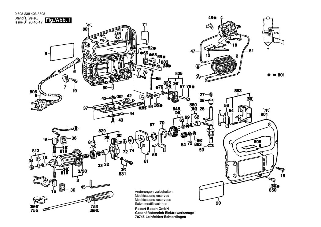 Bosch PST 54 PE / 0603238803 / EU 230 Volt Spare Parts