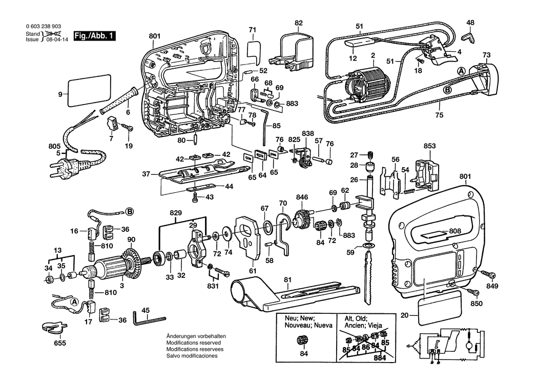 Bosch PST 60 PEA / 0603238903 / EU 220 Volt Spare Parts