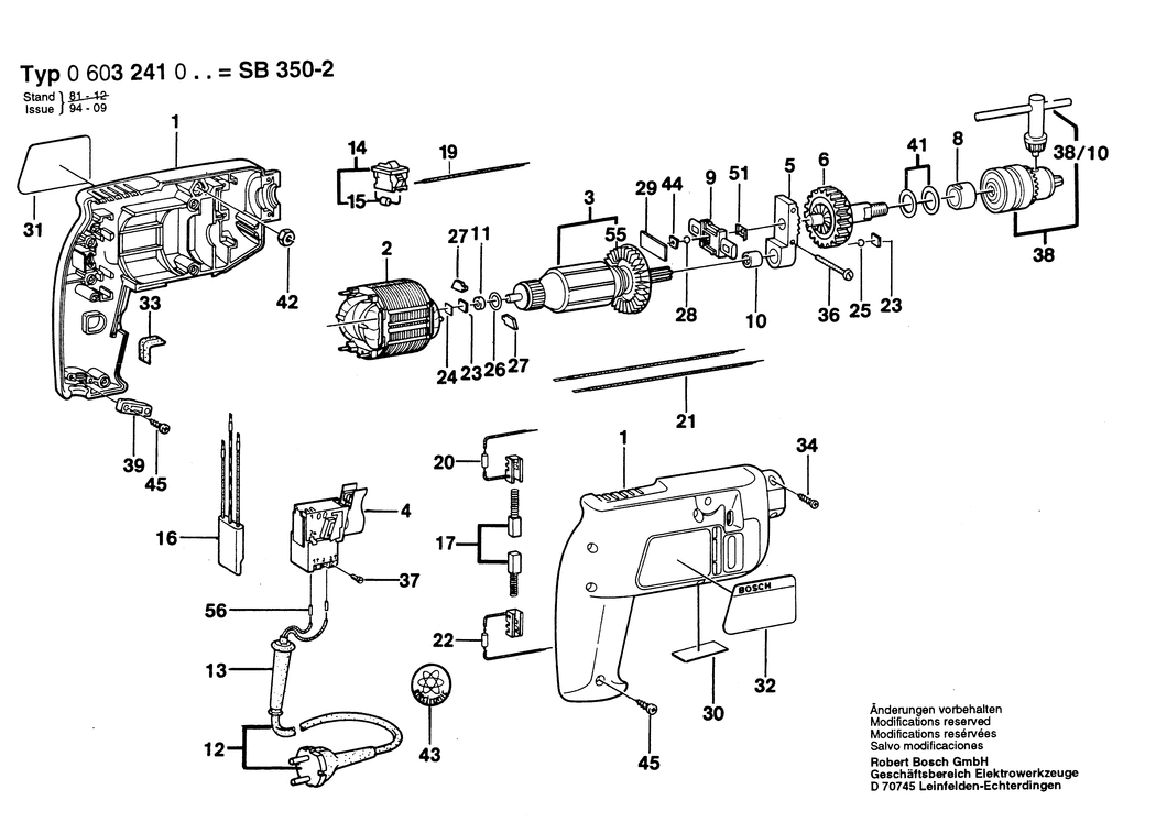 Bosch SB 350-2 / 0603241003 / EU 220 Volt Spare Parts