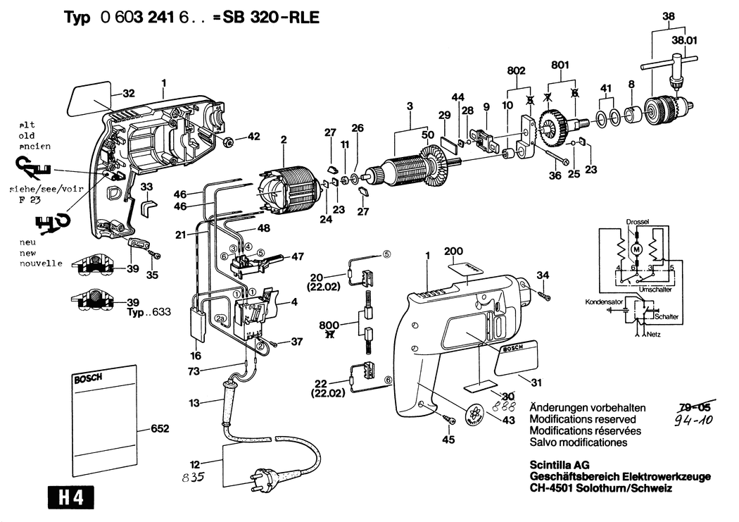 Bosch SB 400 RLE / 0603241603 / EU 220 Volt Spare Parts