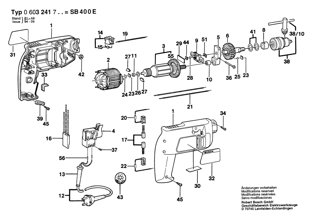 Bosch SB 400-E / 0603241703 / EU 220 Volt Spare Parts