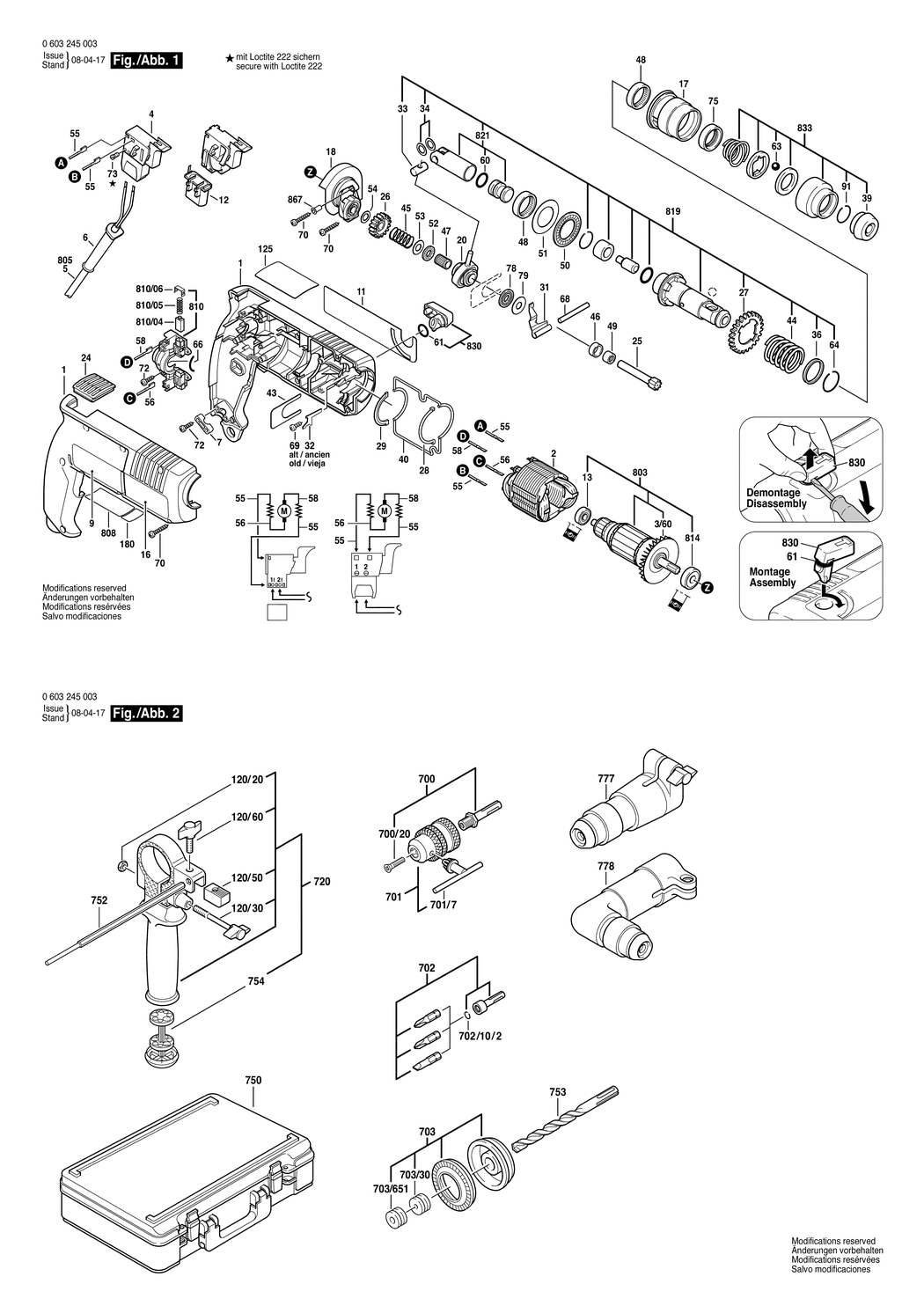 Bosch PBH 16-2 / 0603245032 / CH 220 Volt Spare Parts