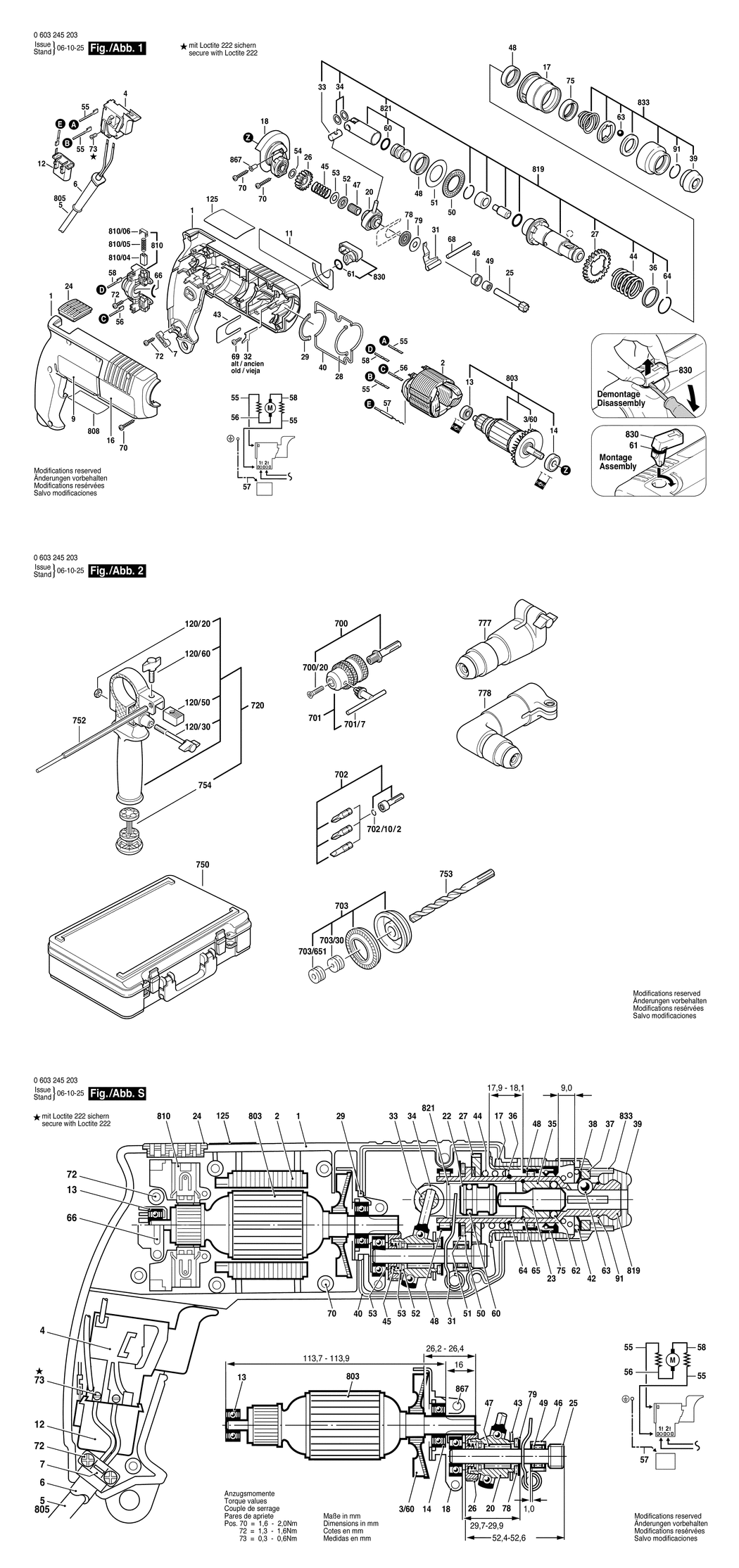 Bosch PBH 200 / 0603245203 / EU 220 Volt Spare Parts