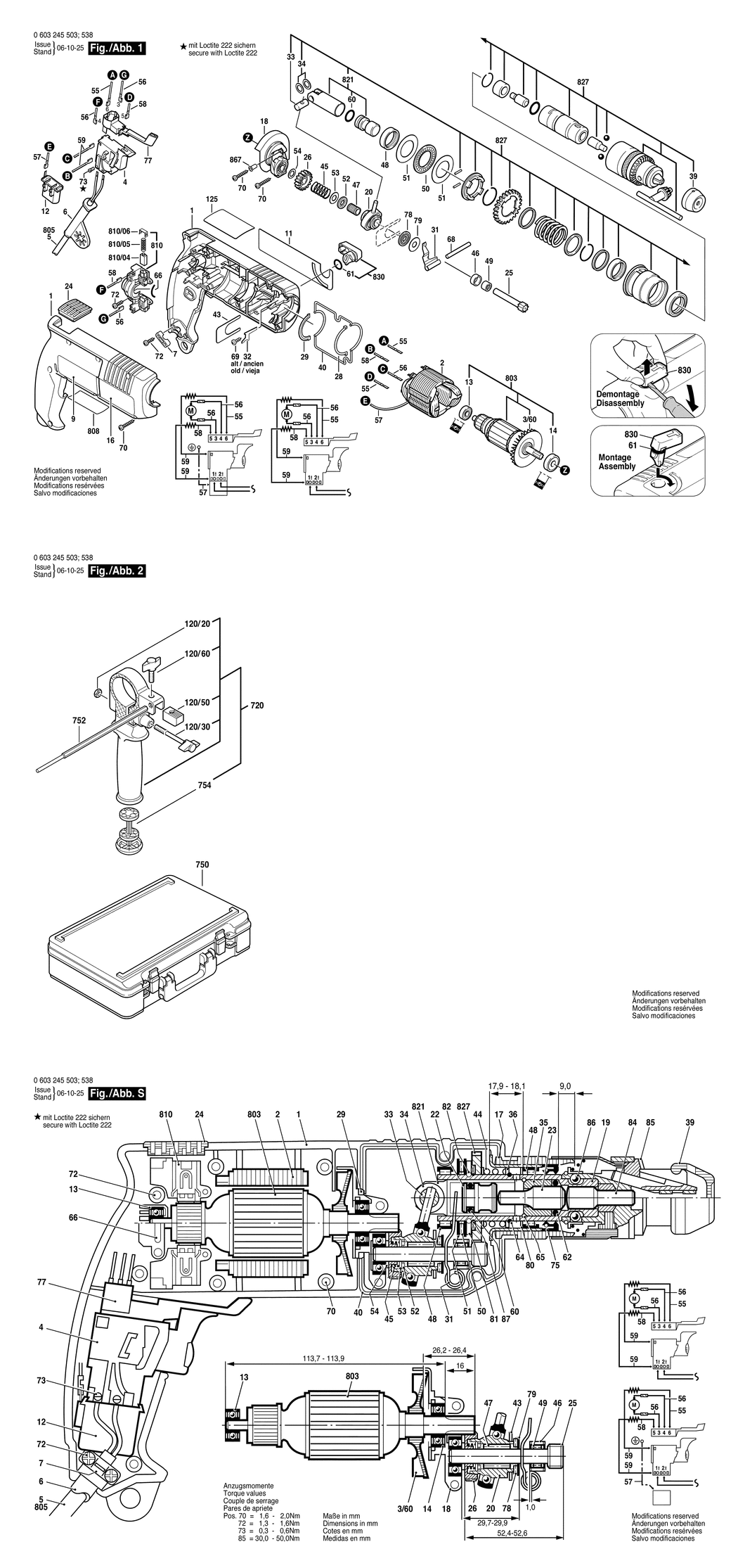 Bosch PBH 200 RF / 0603245542 / GB 240 Volt Spare Parts