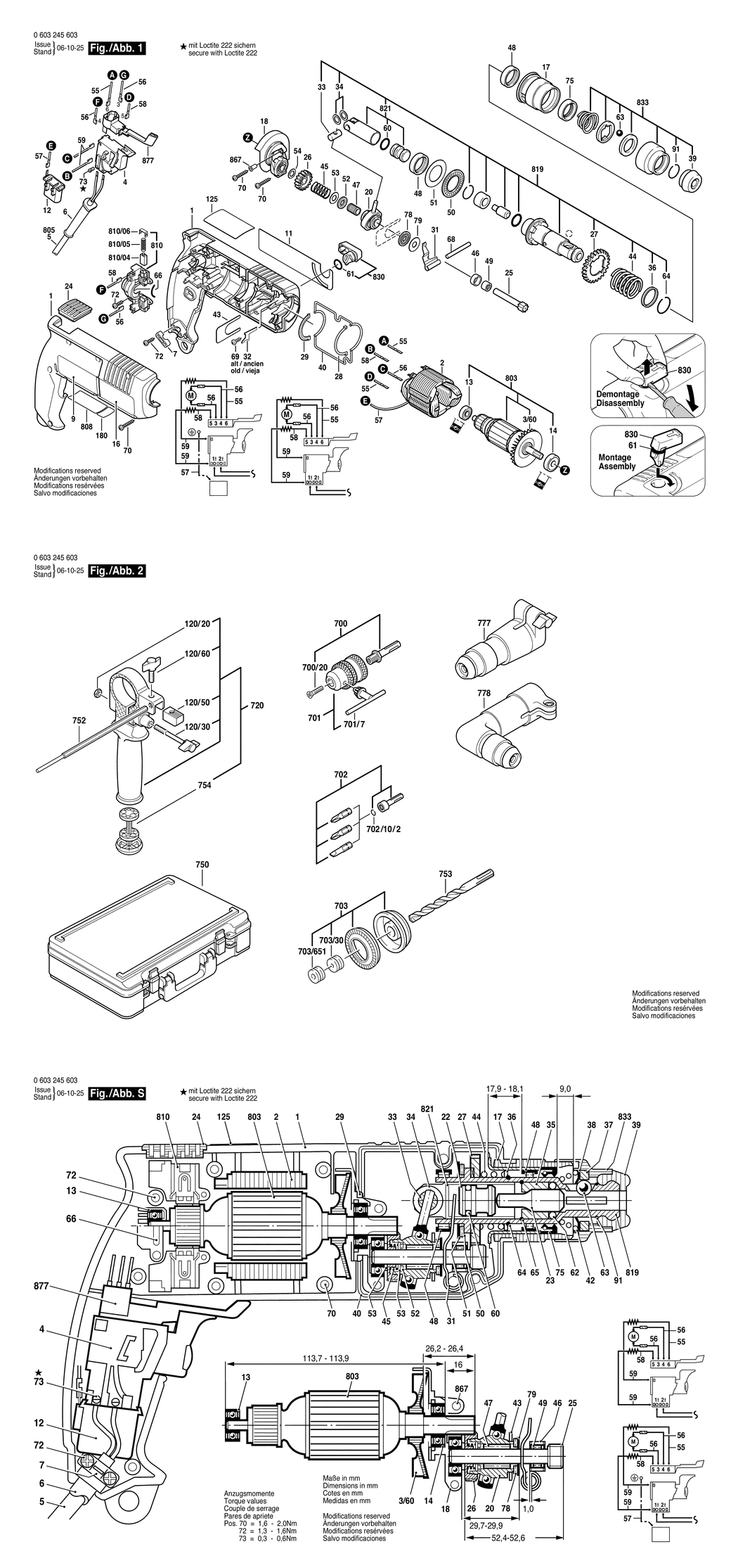 Bosch PBH 16 RE / 0603245648 / F 220 Volt Spare Parts