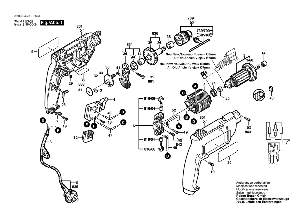 Bosch PSB 400 / 0603246503 / EU 220 Volt Spare Parts