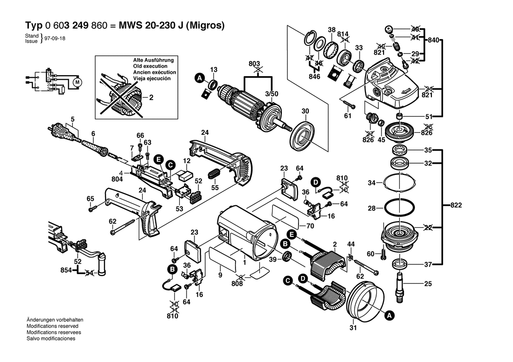 Bosch MWS 230 J / 0603249860 / CH 230 Volt Spare Parts