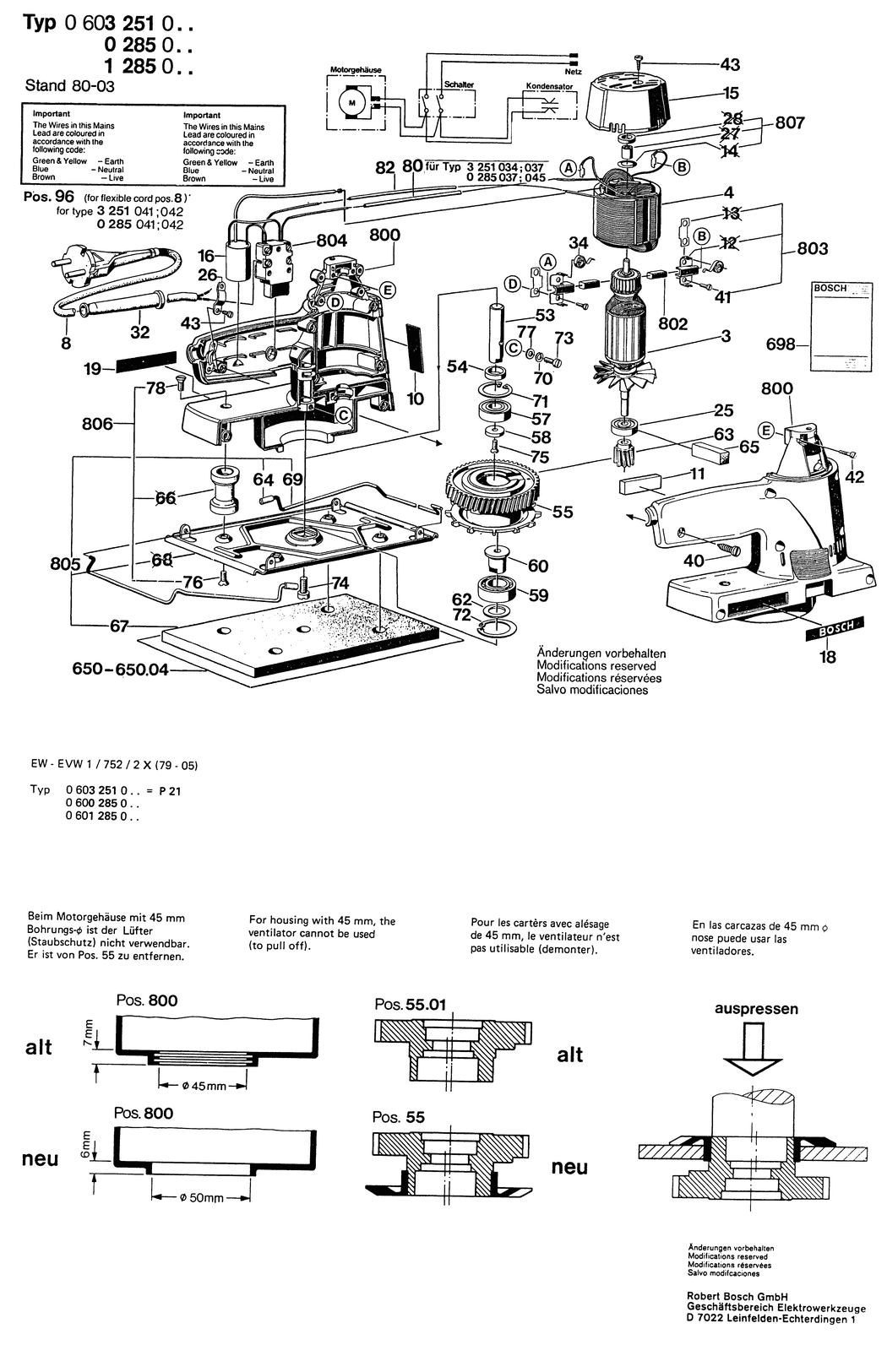 Bosch ---- / 0603251050 / I 220 Volt Spare Parts