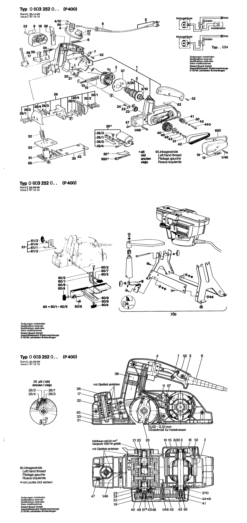 Bosch ---- / 0603252003 / EU 220 Volt Spare Parts