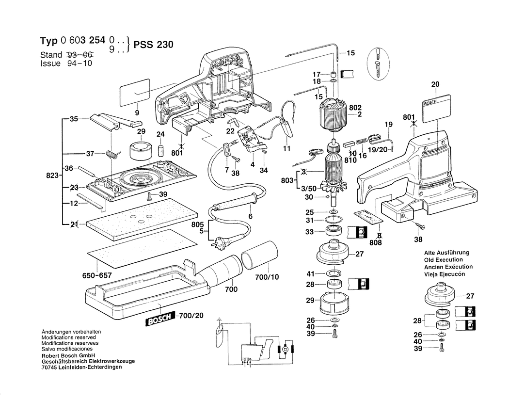 Bosch PSS 230 / 0603254041 / GB 110 Volt Spare Parts