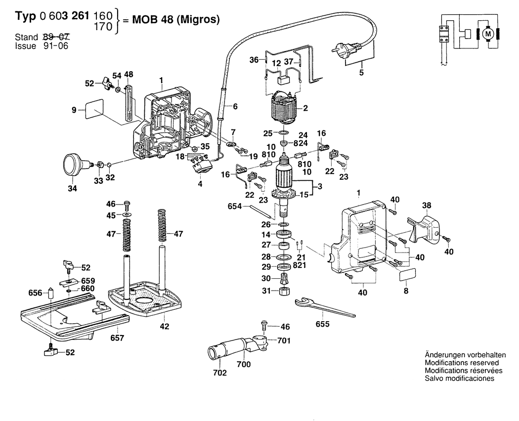 Bosch POF 400 / 0603261160 / CH 220 Volt Spare Parts