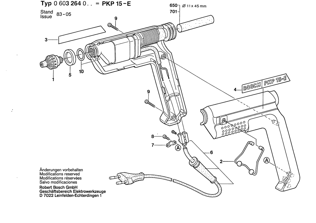 Bosch PKP 15 E / 0603264003 / EU 220 Volt Spare Parts