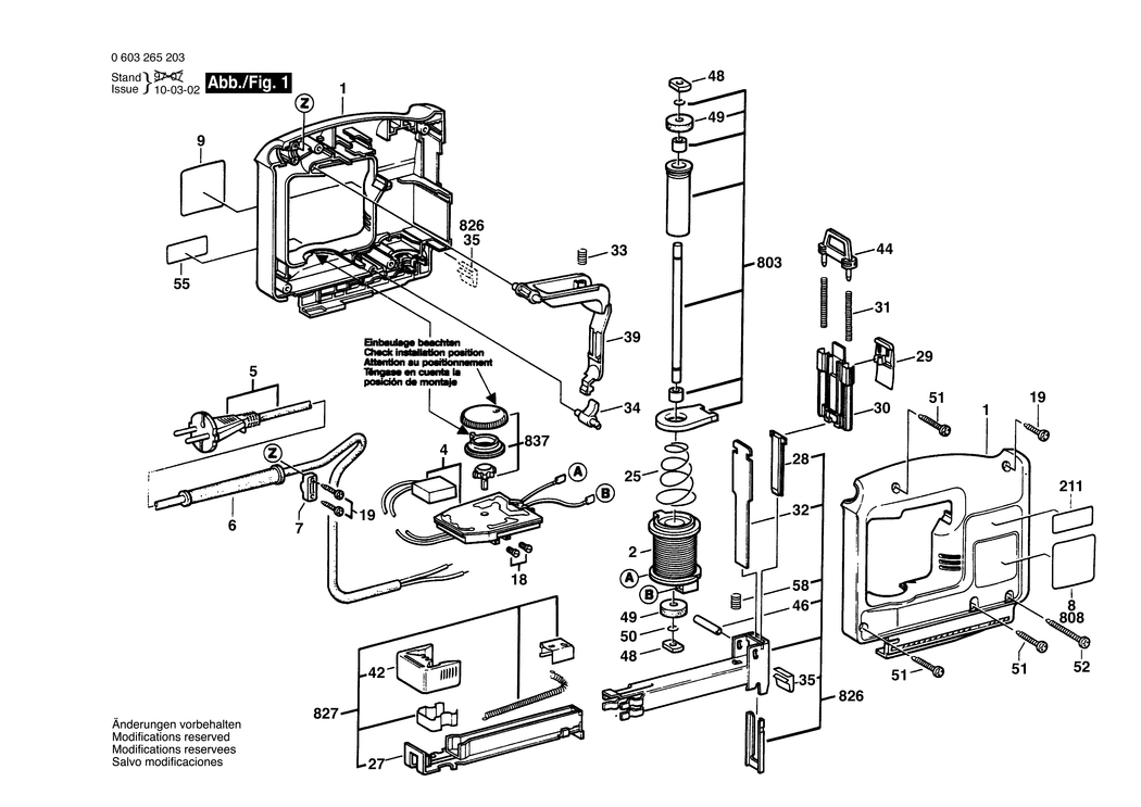 Bosch PTK 14 E / 0603265232 / CH 220 Volt Spare Parts