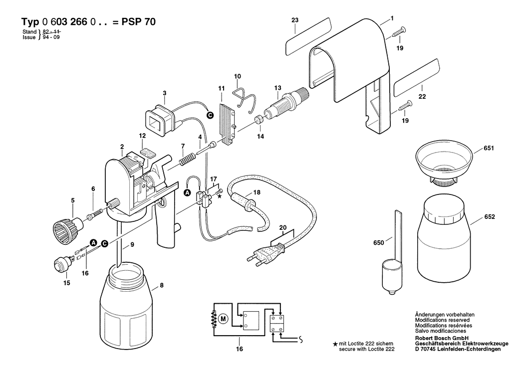 Bosch PSP 70 / 0603266048 / F 220 Volt Spare Parts