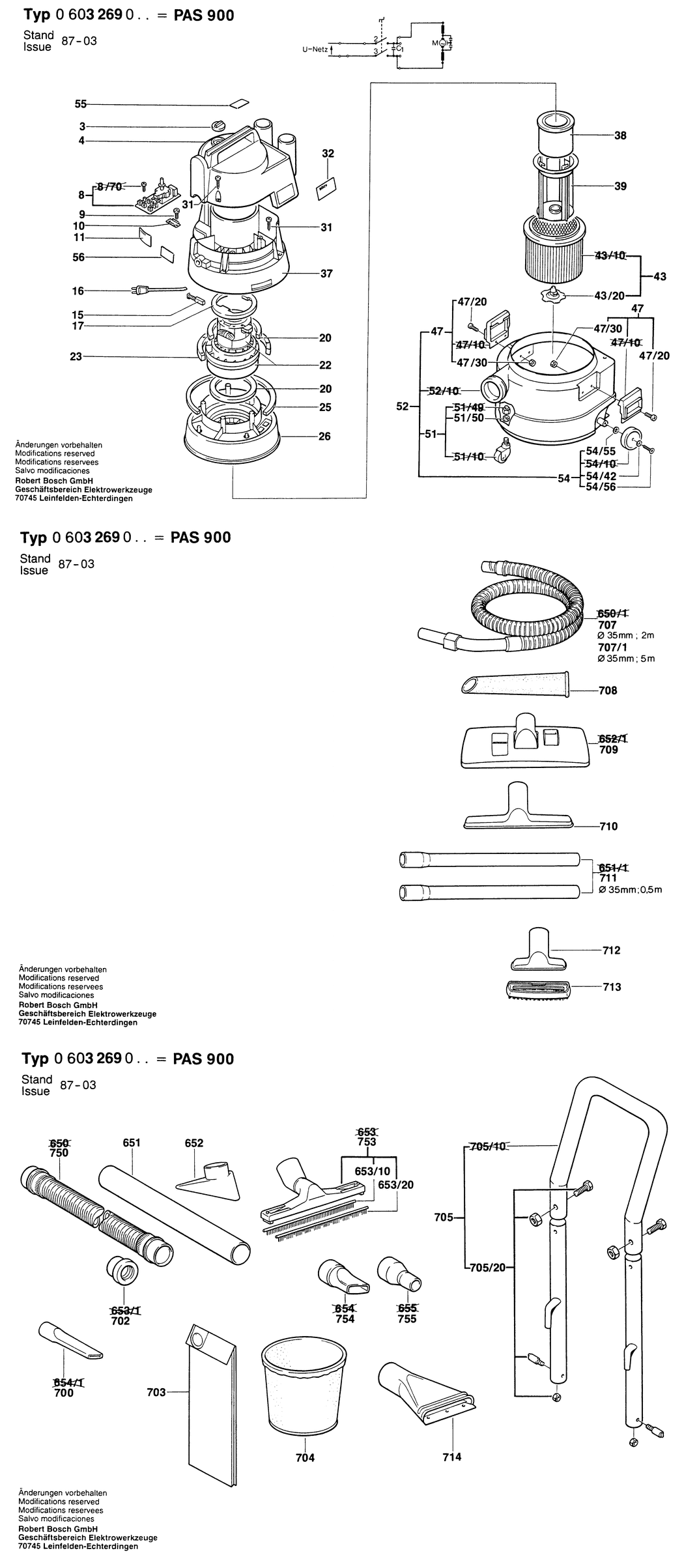 Bosch PAS 900 / 0603269032 / CH 220 Volt Spare Parts