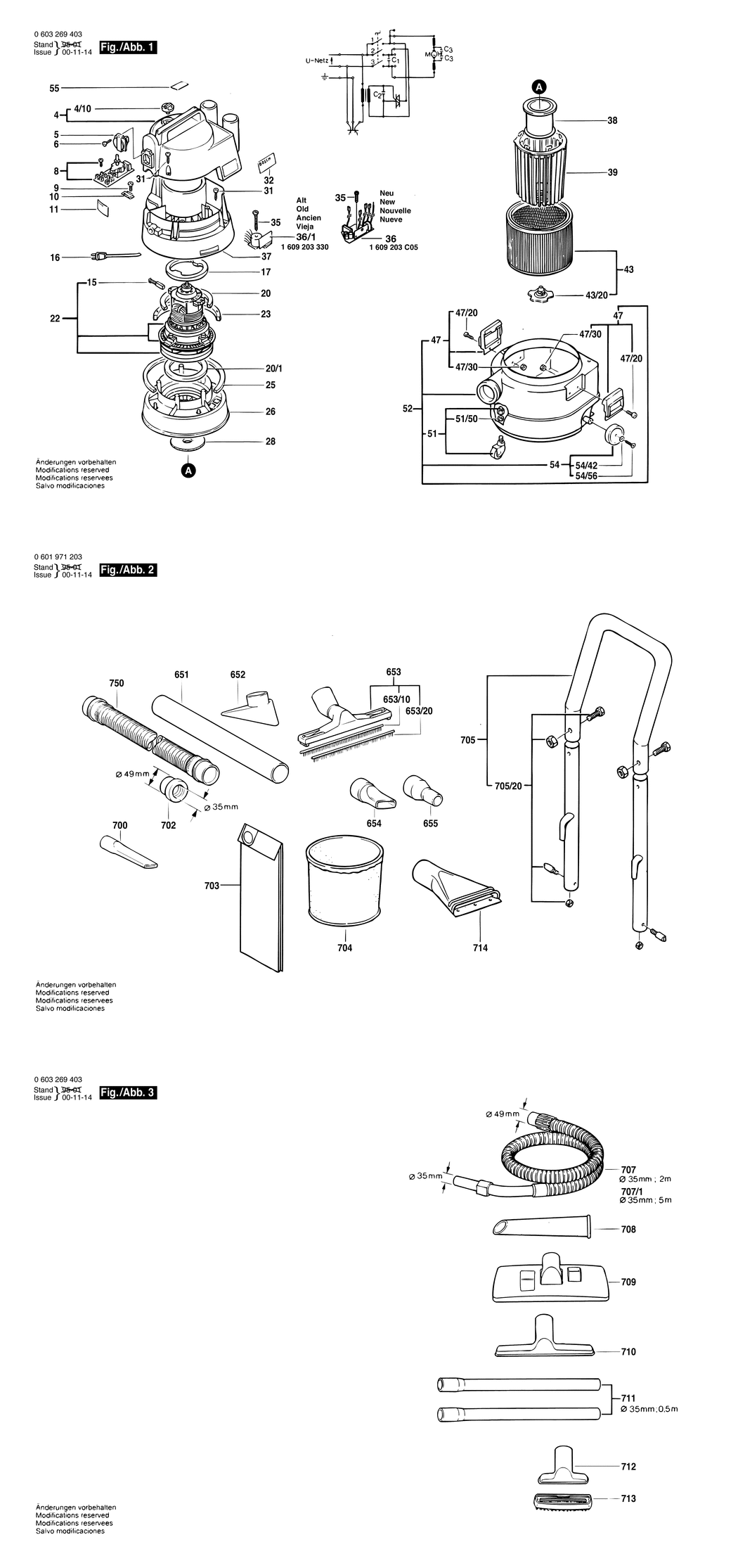 Bosch PAS 1000 F / 0603269403 / EU 220 Volt Spare Parts