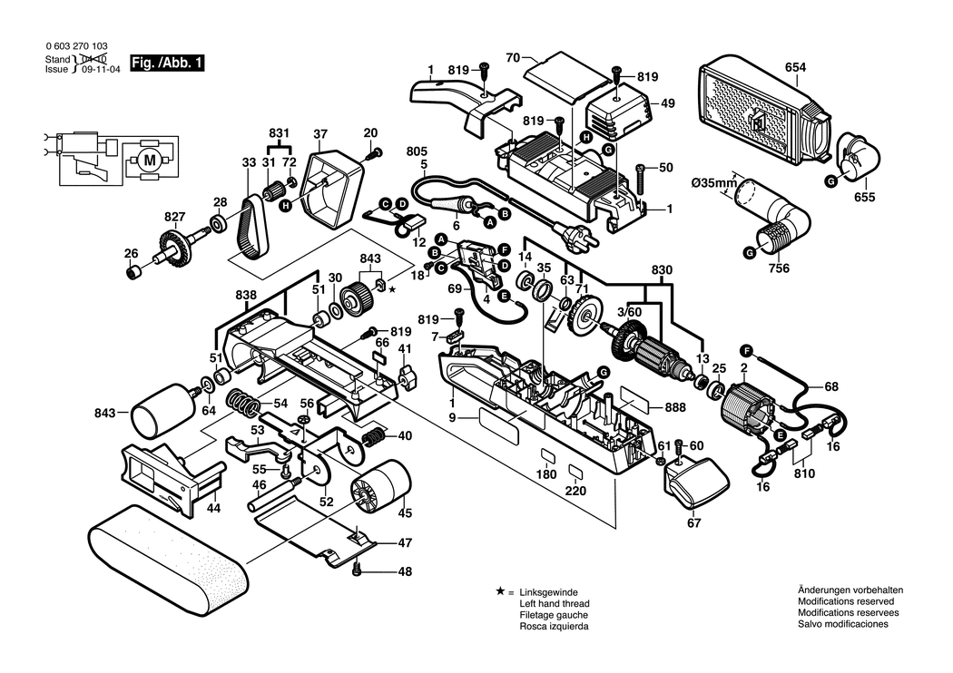 Bosch PBS 75 A / 0603270132 / CH 230 Volt Spare Parts