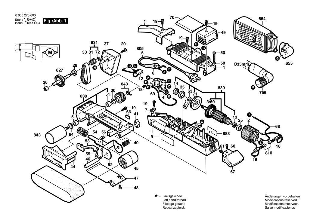 Bosch PBS 75 AE / 0603270632 / CH 230 Volt Spare Parts