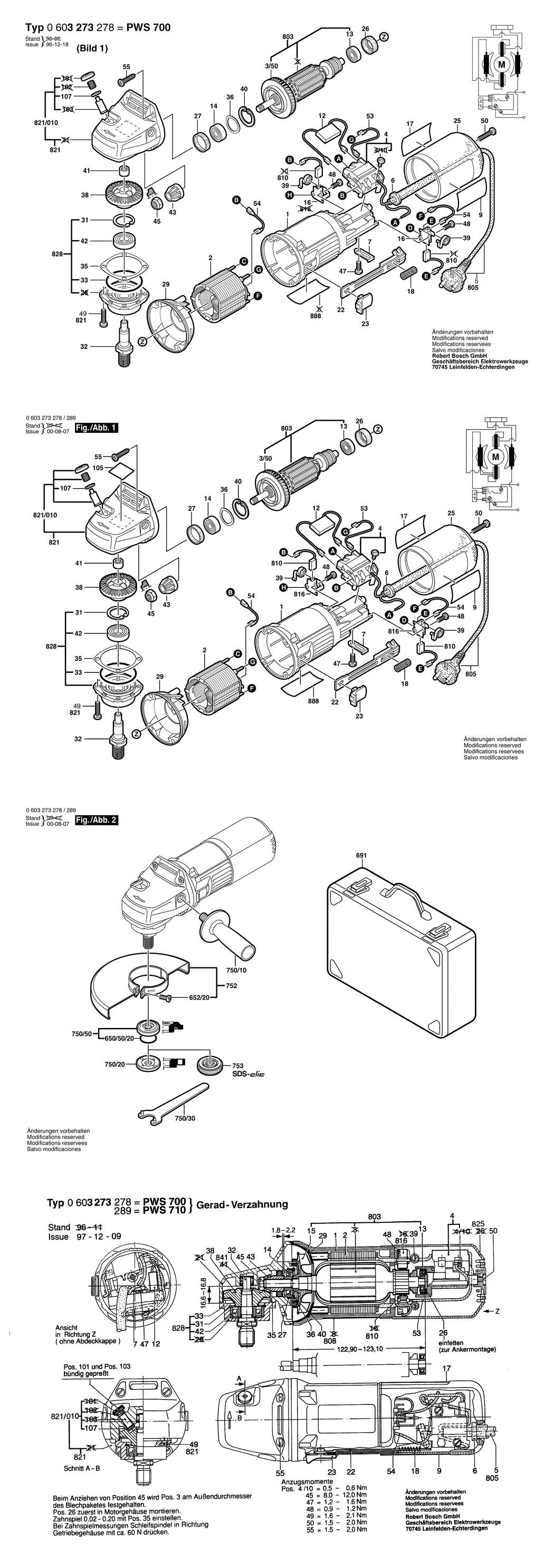 Bosch PWS 700 / 0603273278 / F 230 Volt Spare Parts