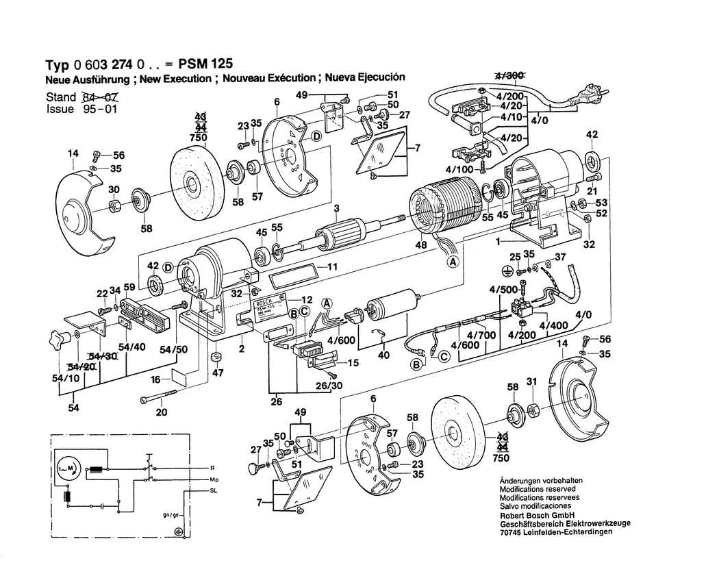 Bosch PSM 125 / 0603274003 / EU 220 Volt Spare Parts