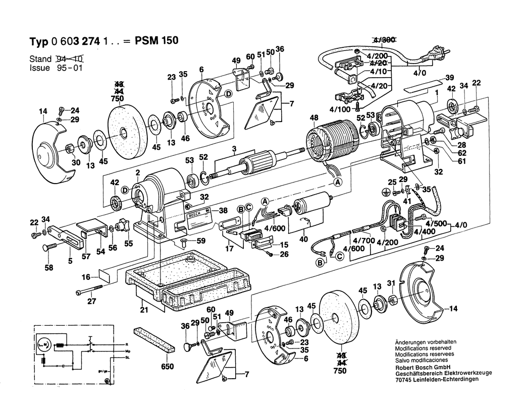 Bosch PSM 150 / 0603274103 / EU 220 Volt Spare Parts