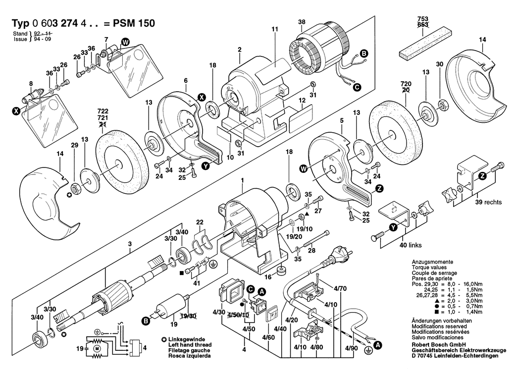 Bosch PSM 150 / 0603274432 / CH 230 Volt Spare Parts