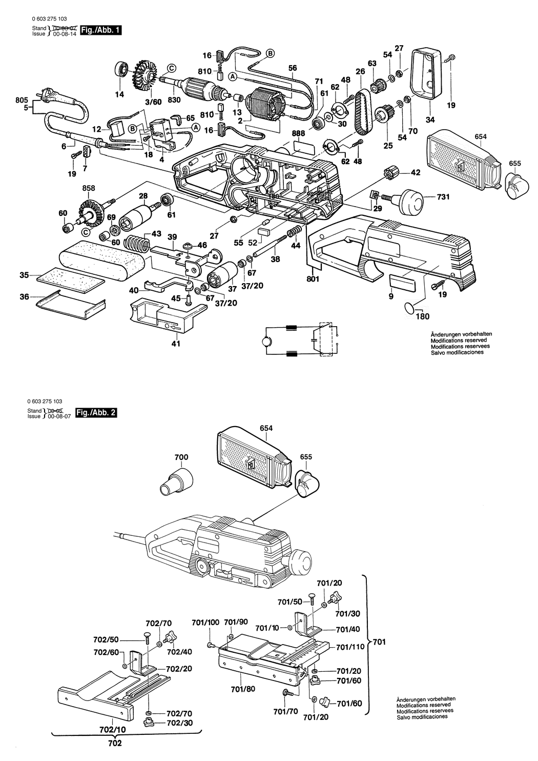 Bosch PBS 60 A / 0603275132 / CH 230 Volt Spare Parts