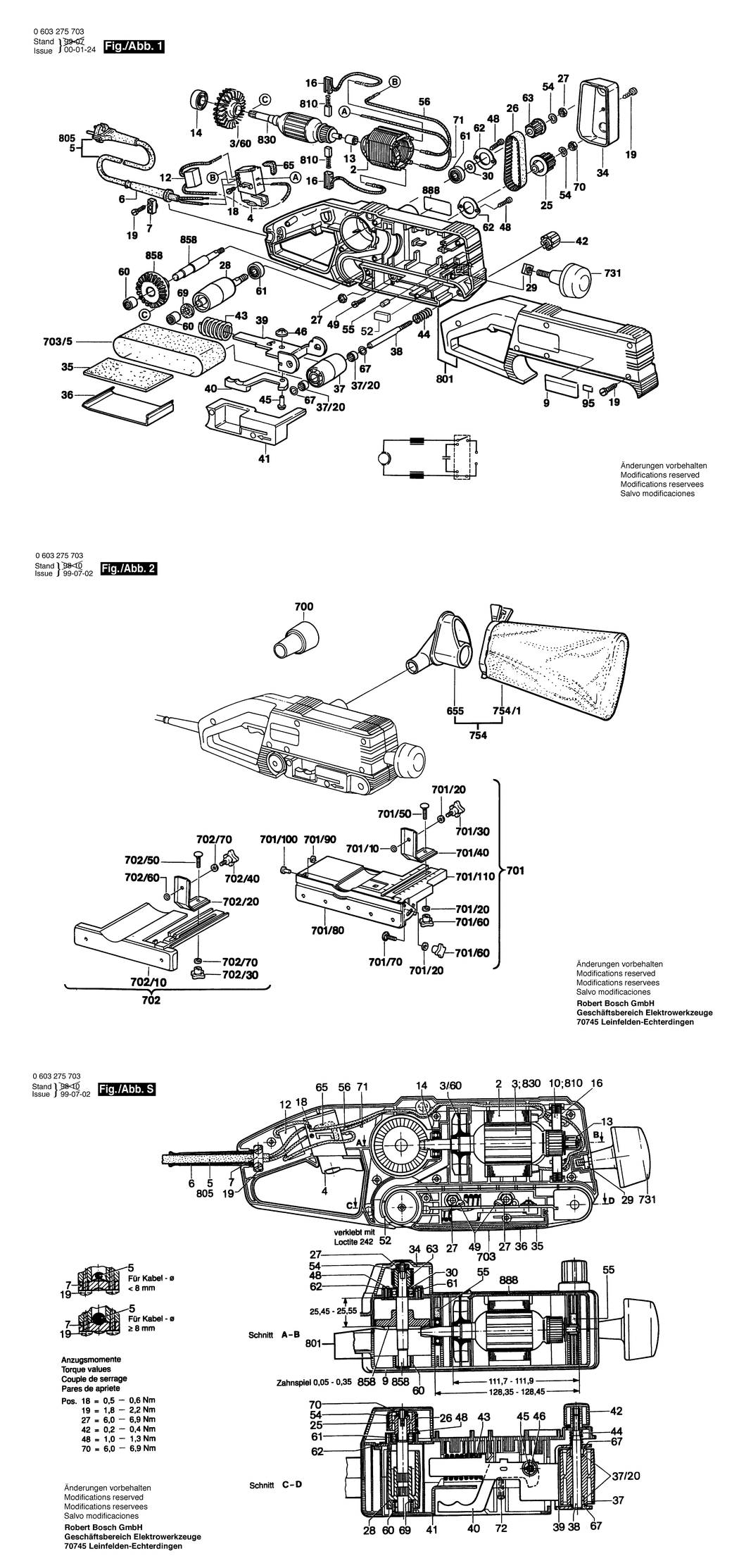 Bosch PBS 60 E / 0603275750 / I 220 Volt Spare Parts