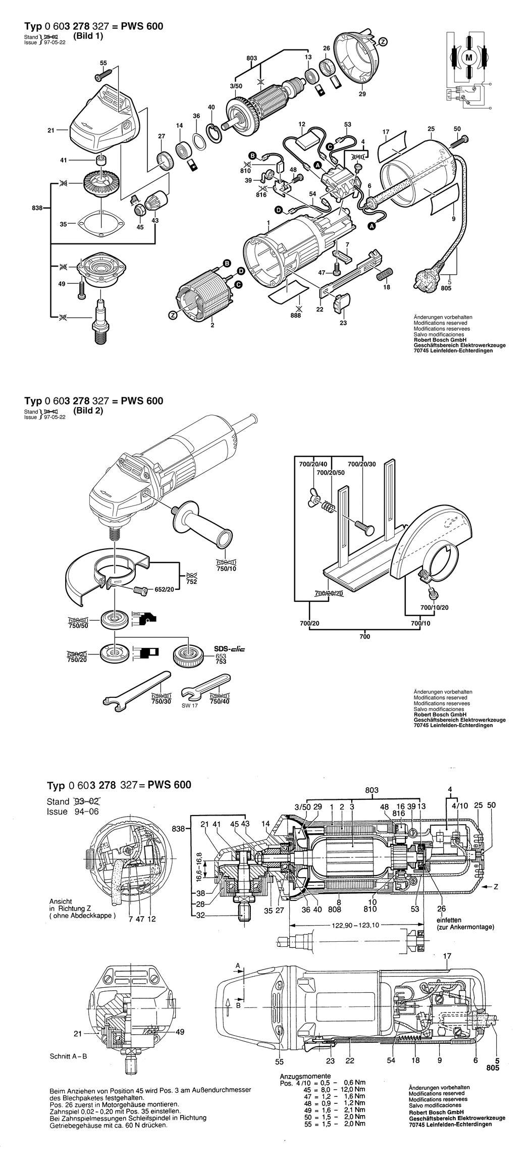 Bosch PWS 600 / 0603278327 / EU 230 Volt Spare Parts