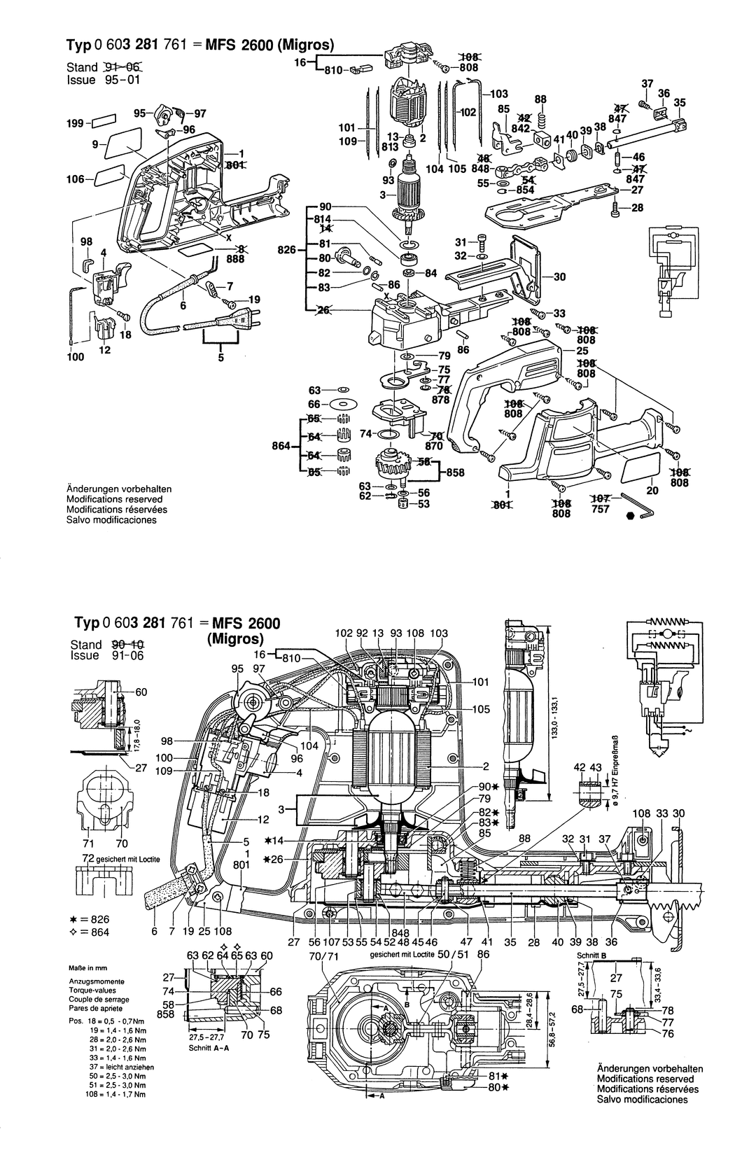 Bosch MFS 2600 / 0603281761 / CH 230 Volt Spare Parts