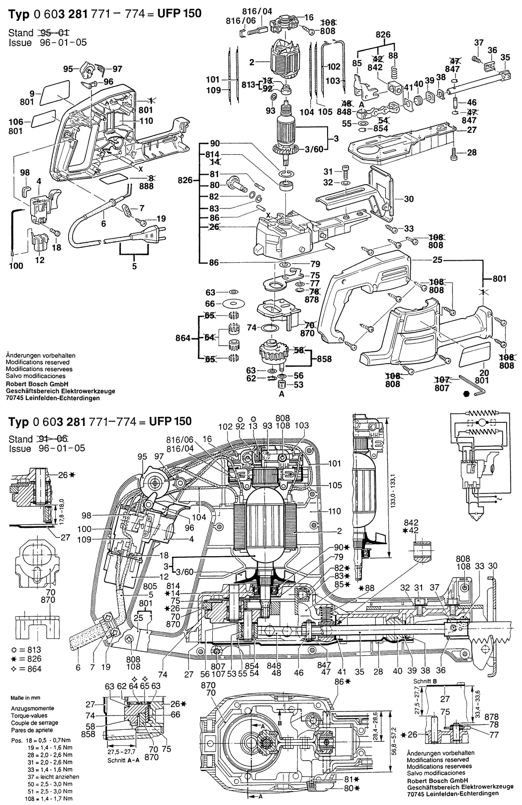 Bosch UFP 150 / 0603281772 / CH 230 Volt Spare Parts