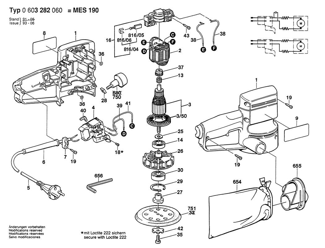 Bosch PEX 115 A / 0603282060 / CH 220 Volt Spare Parts