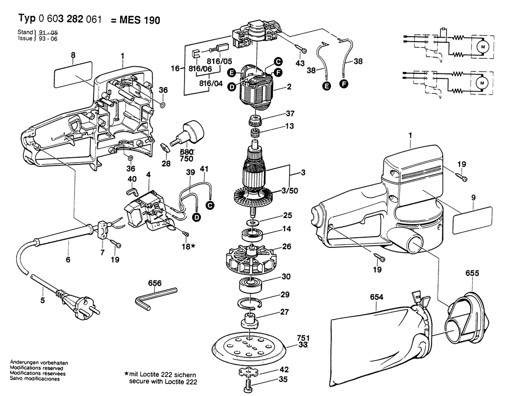 Bosch PEX 115 A / 0603282061 / CH 220 Volt Spare Parts