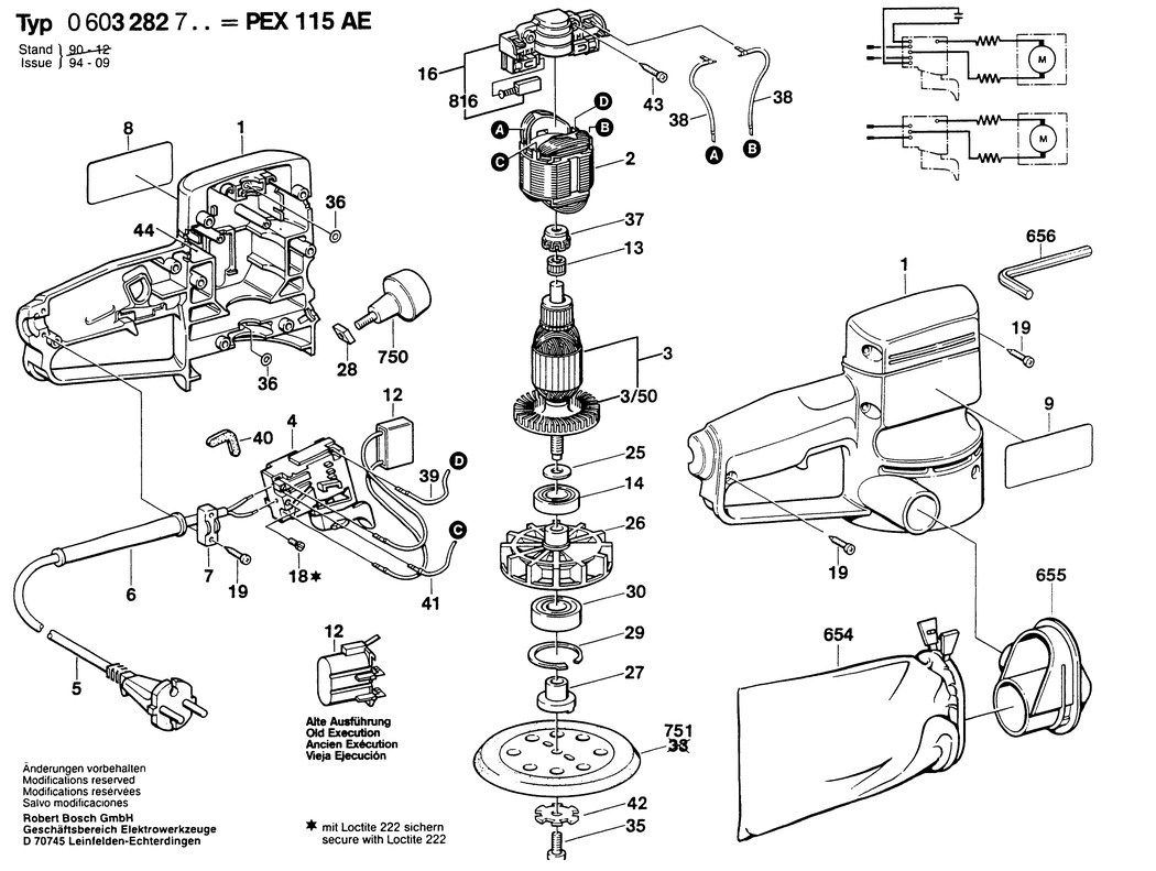 Bosch PEX 115 AE / 0603282703 / EU 220 Volt Spare Parts