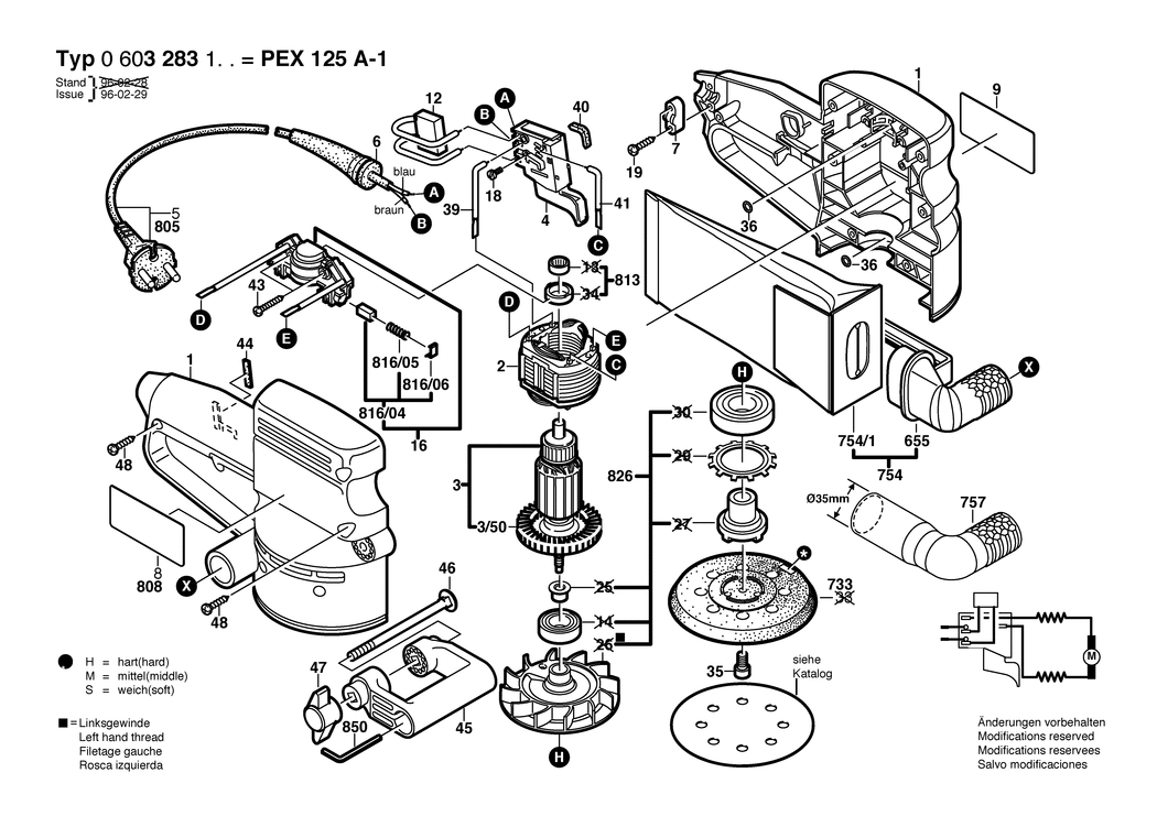 Bosch PEX 125 A-1 / 0603283132 / CH 230 Volt Spare Parts