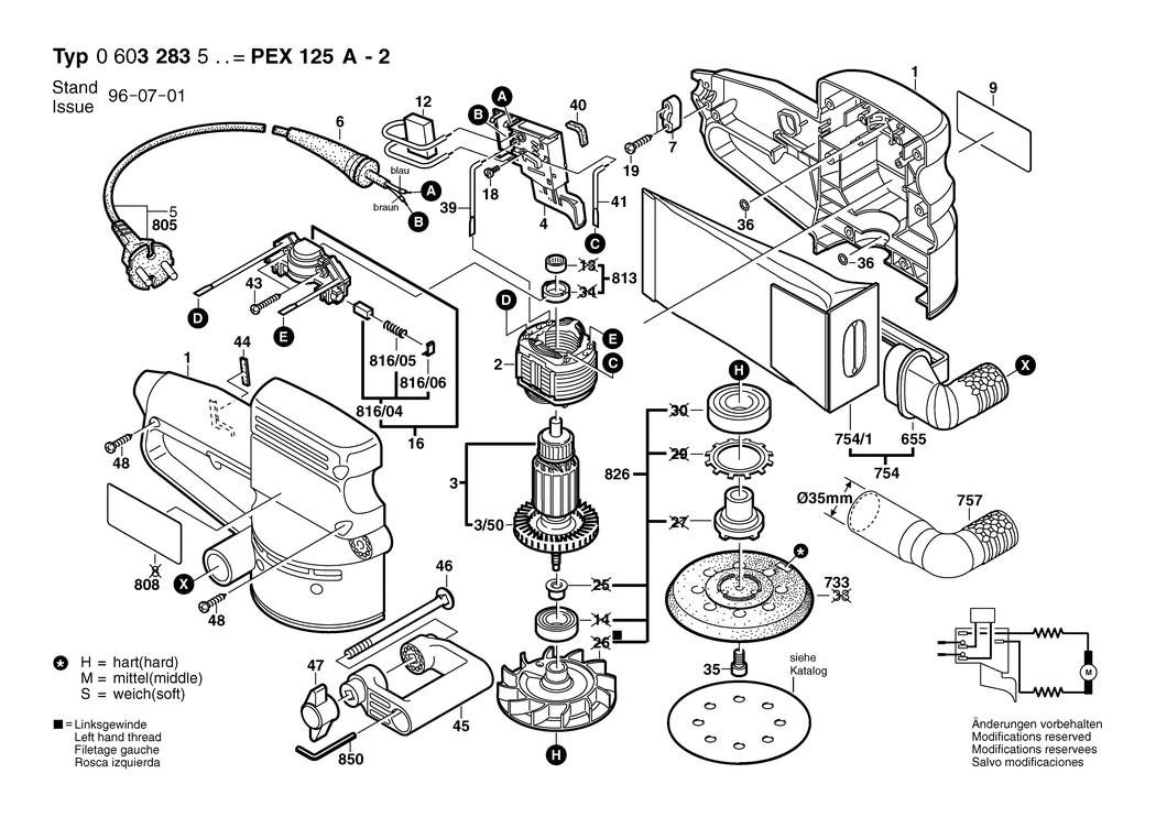 Bosch PEX 125 A-2 / 0603283503 / EU 230 Volt Spare Parts