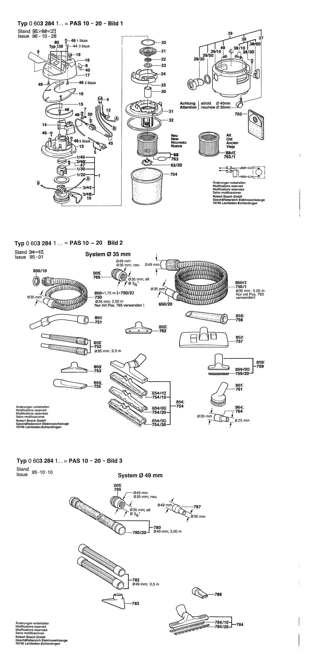 Bosch PAS 10-20 / 0603284132 / CH 230 Volt Spare Parts