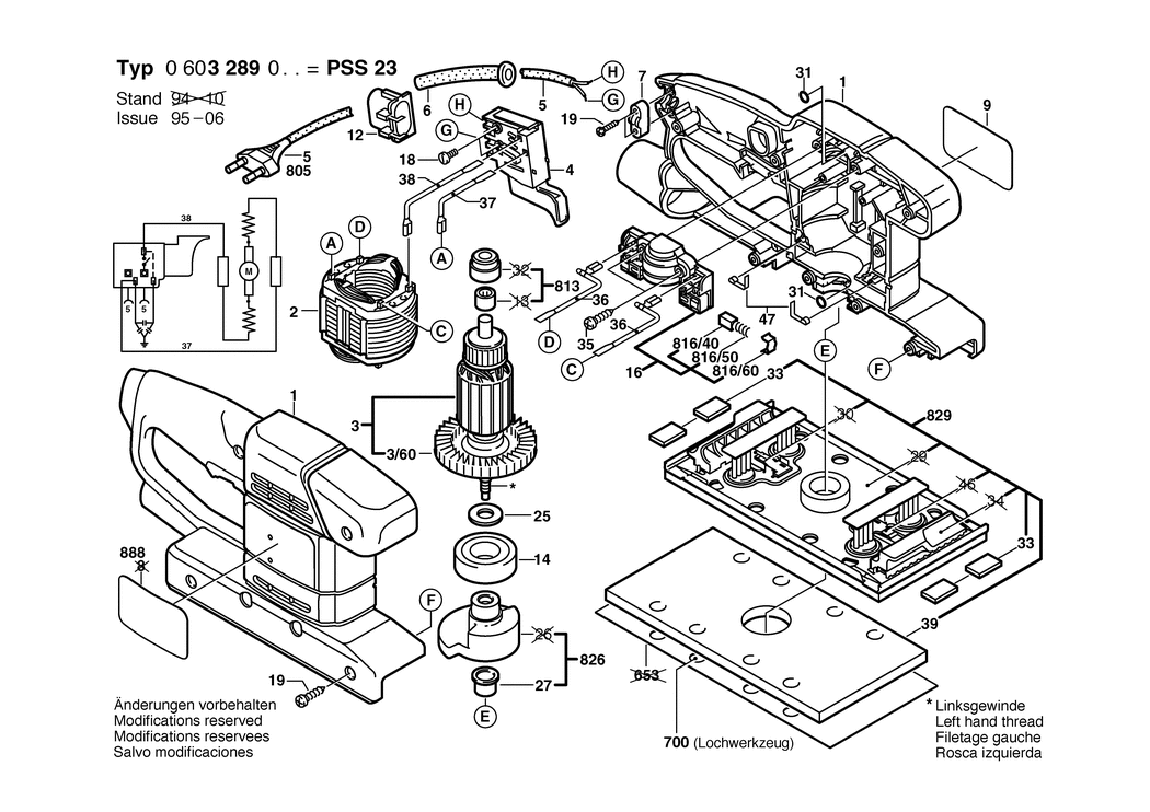 Bosch PSS 23 / 0603289032 / CH 230 Volt Spare Parts