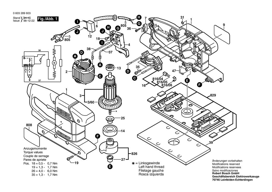 Bosch PSS 23 E / 0603289603 / EU 230 Volt Spare Parts