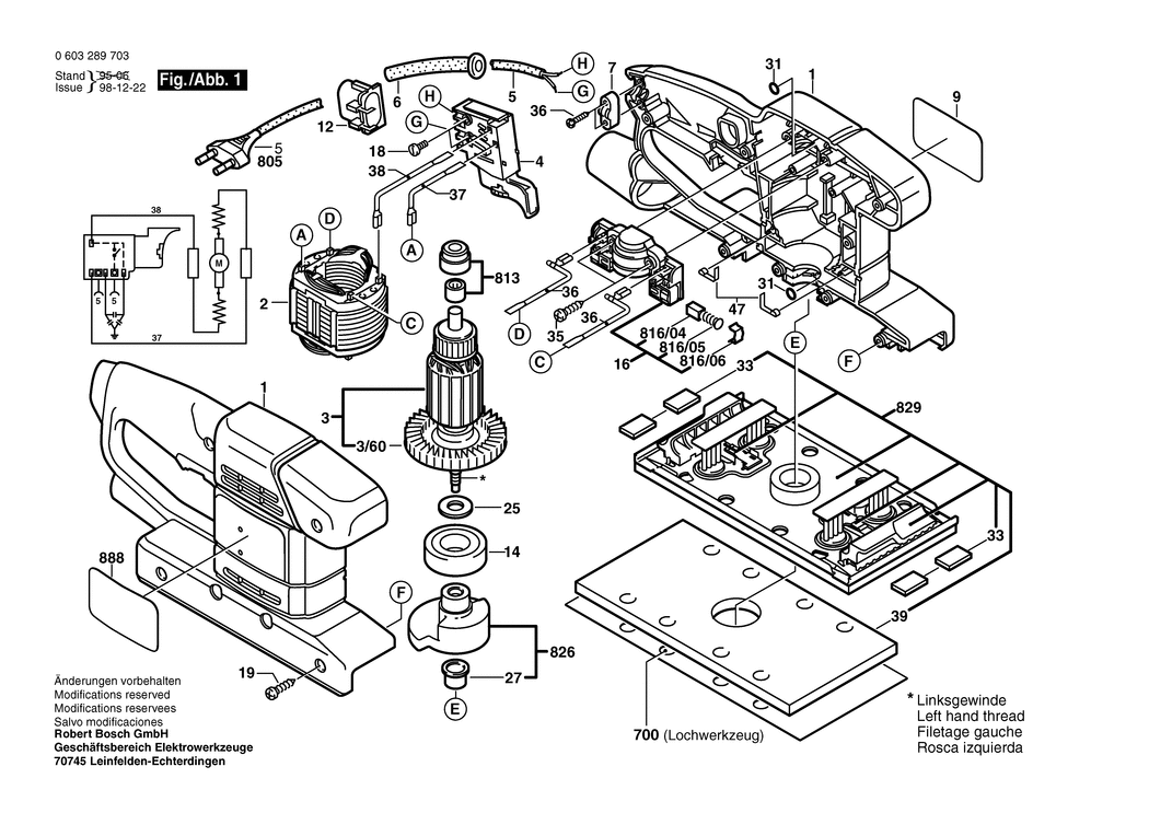 Bosch PSS 23 E / 0603289703 / EU 230 Volt Spare Parts