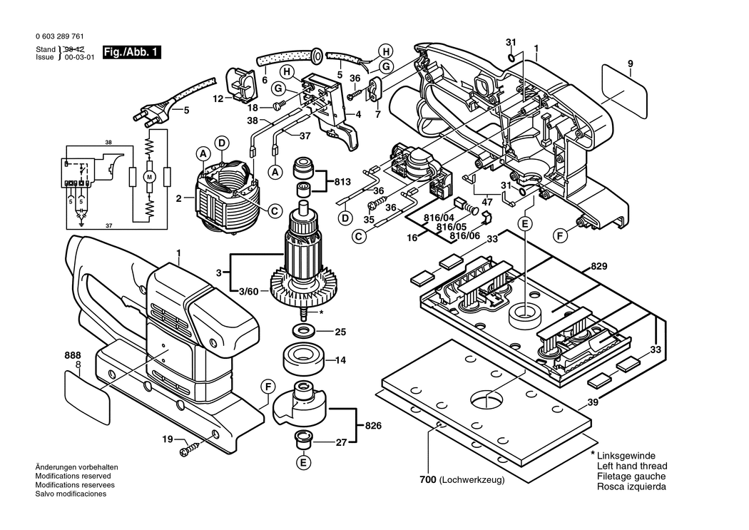 Bosch PSS 23 E / 0603289761 / CH 230 Volt Spare Parts