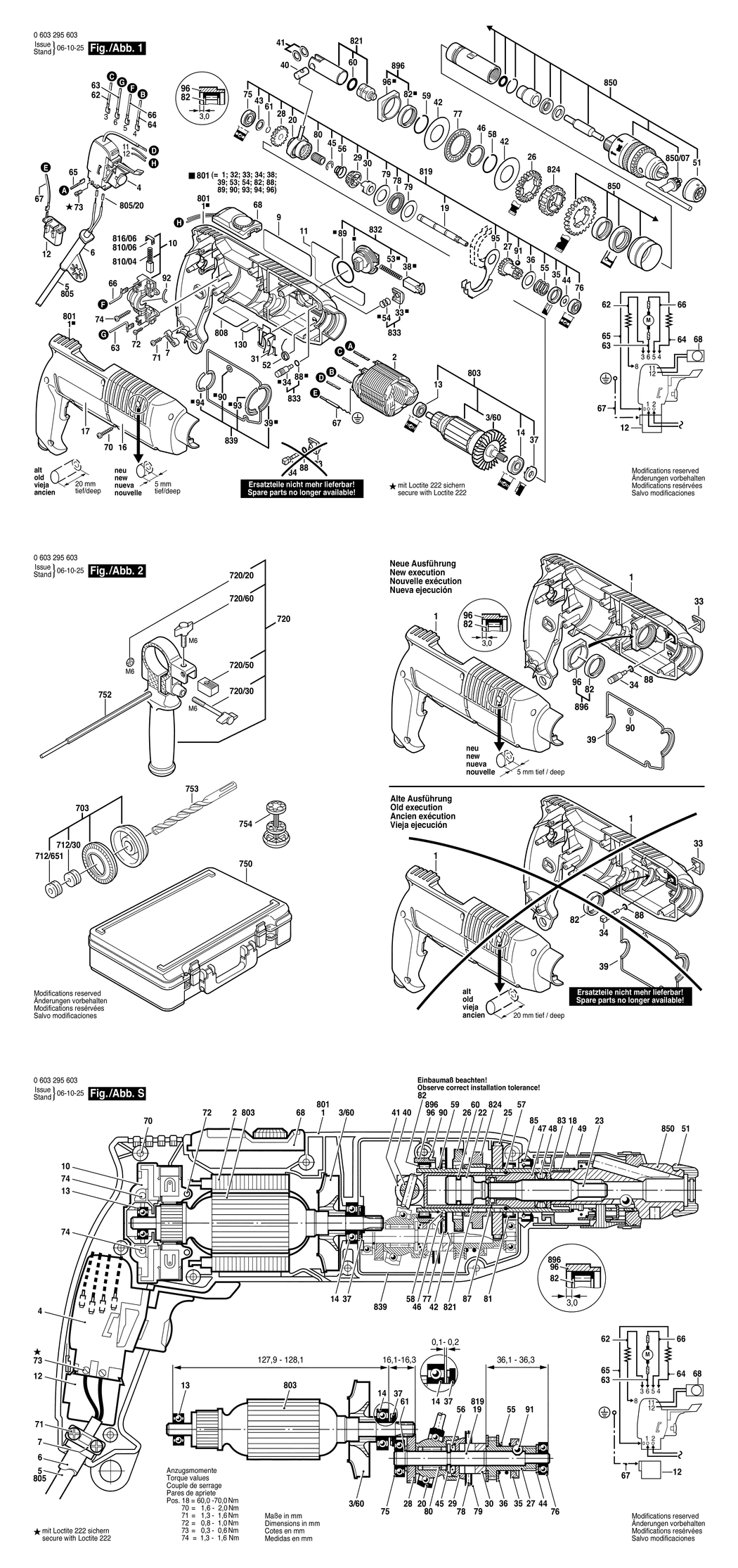 Bosch PBH 2RE / 0603295632 / CH 230 Volt Spare Parts