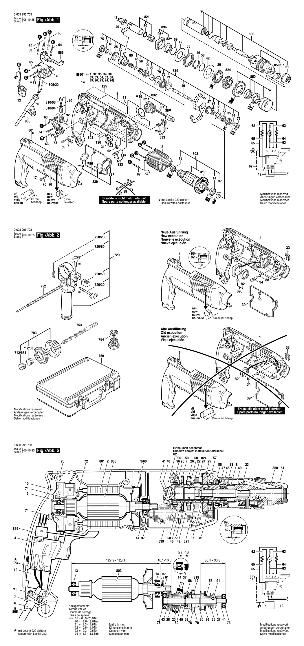 Bosch PBH 2R / 0603295703 / EU 230 Volt Spare Parts