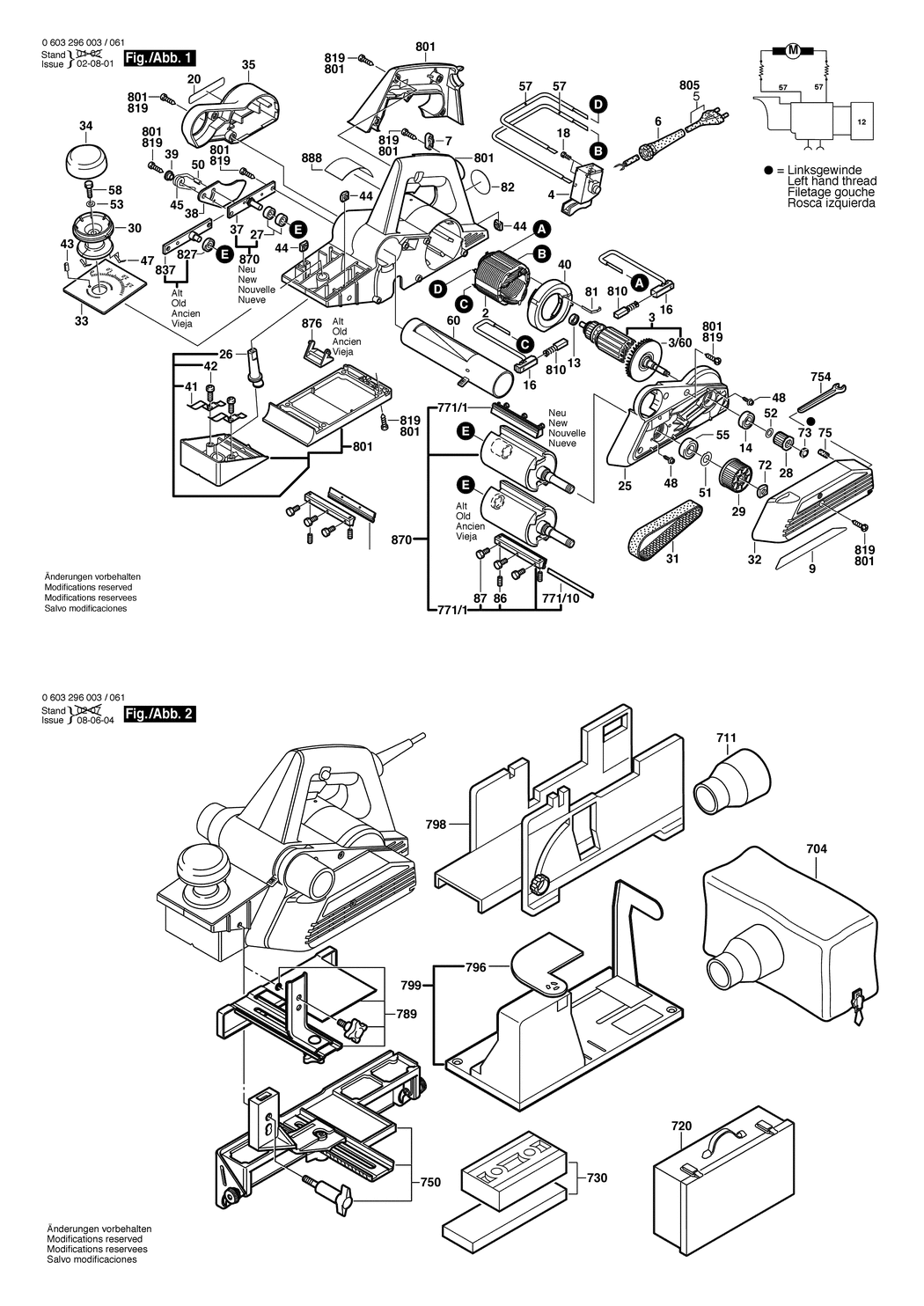 Bosch PHO 25-84 / 0603296032 / CH 230 Volt Spare Parts