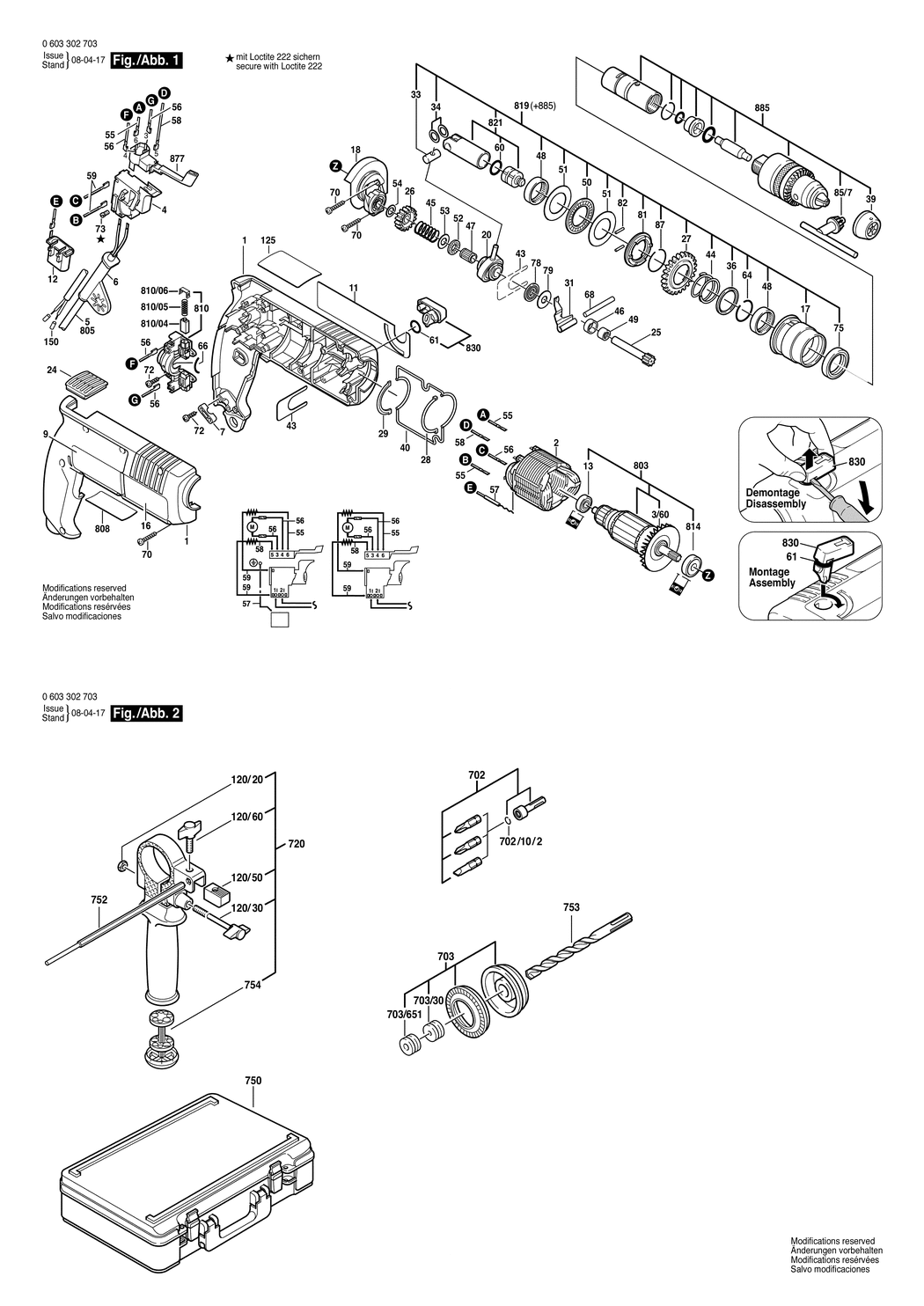 Bosch PBH 200 RKE / 0603302732 / CH 230 Volt Spare Parts