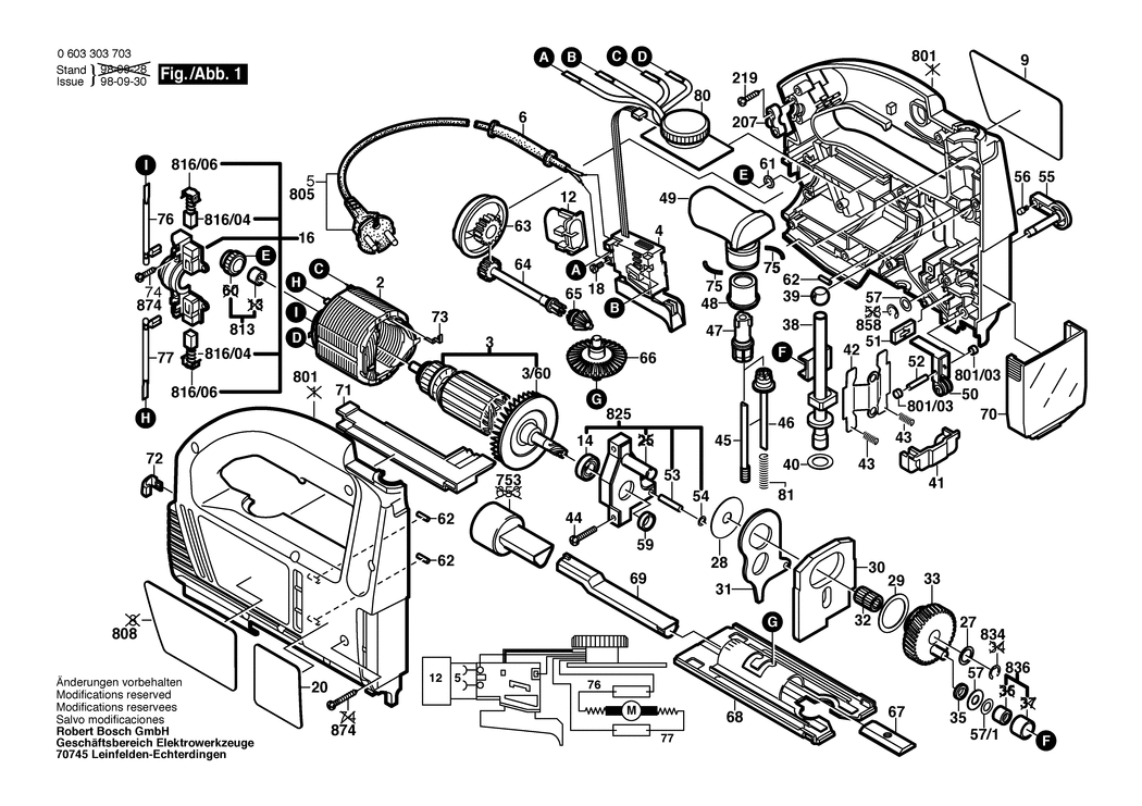 Bosch PST 800 PAC / 0603303732 / CH 230 Volt Spare Parts