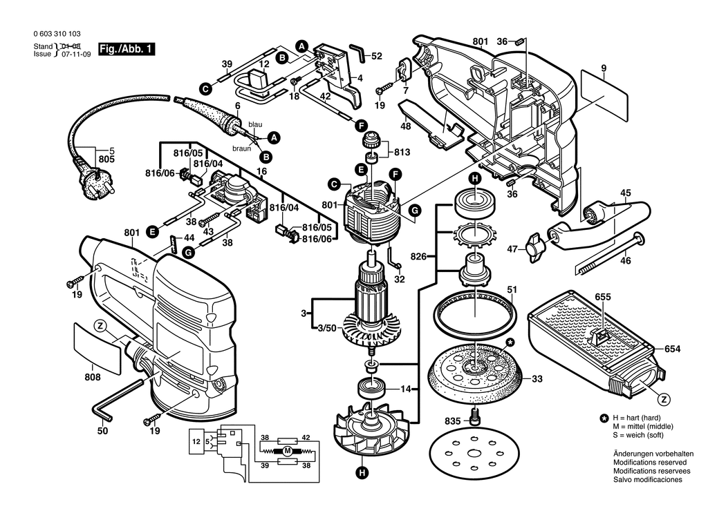 Bosch PEX 400 A / 0603310103 / EU 230 Volt Spare Parts